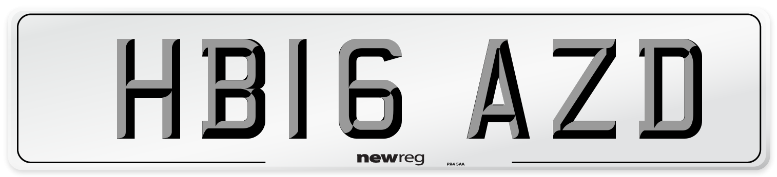HB16 AZD Number Plate from New Reg